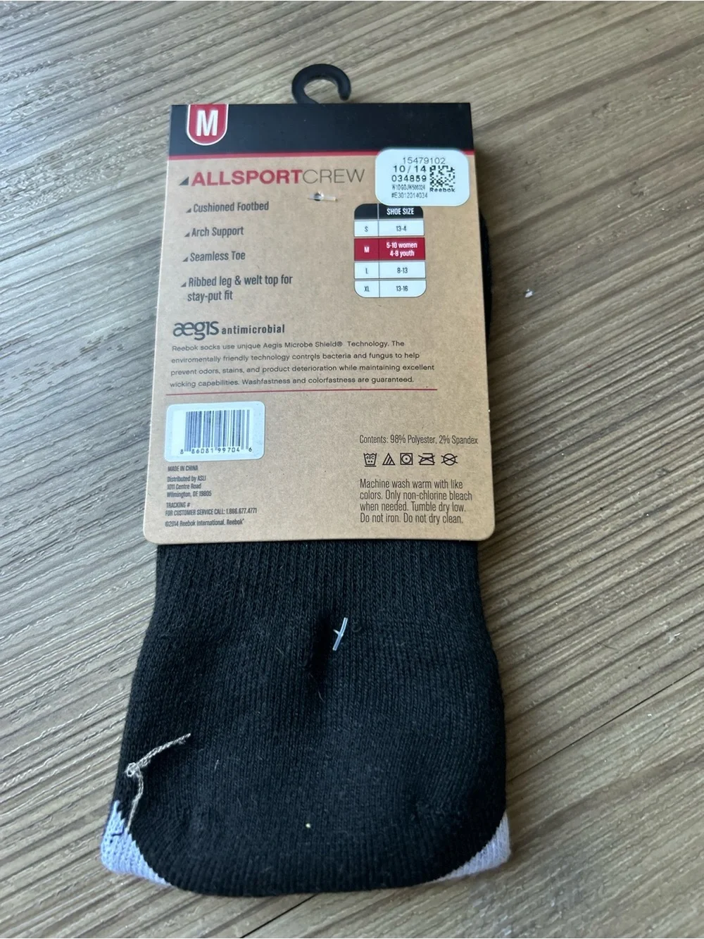 Reebok Black & White All Sport Crew Athletic Socks -M Youth 4-8 Women 5-10